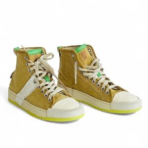A.S. 98 High-Top Canvas Sneakers in Neon / Mustard Yellow